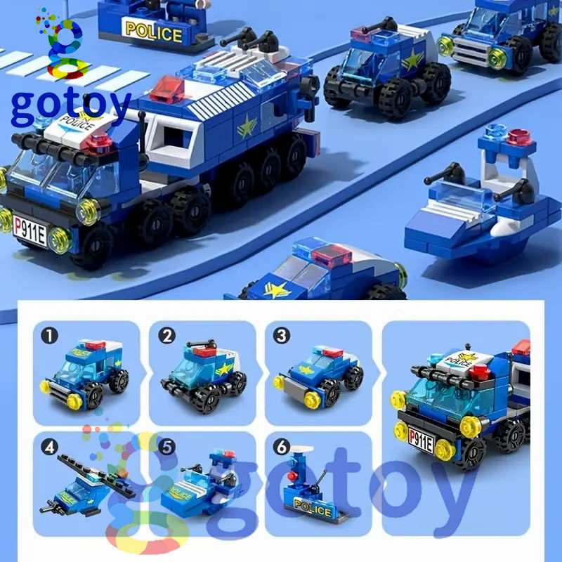 Thumbnail: 147pcs/pack 6 In 1 Police Convoy Scene Building Blocks, Gift For Boys (Bagged)