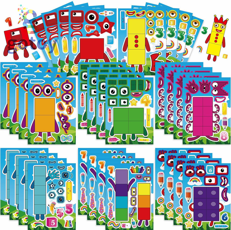 Thumbnail: 8pcs Numberblocks Stickers Make a Face Stickers Birthday Party Supplies