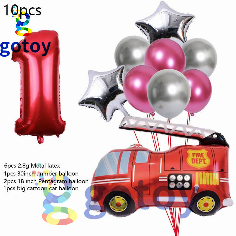 Thumbnail: 10pcs Firetruck Red  Number Balloon