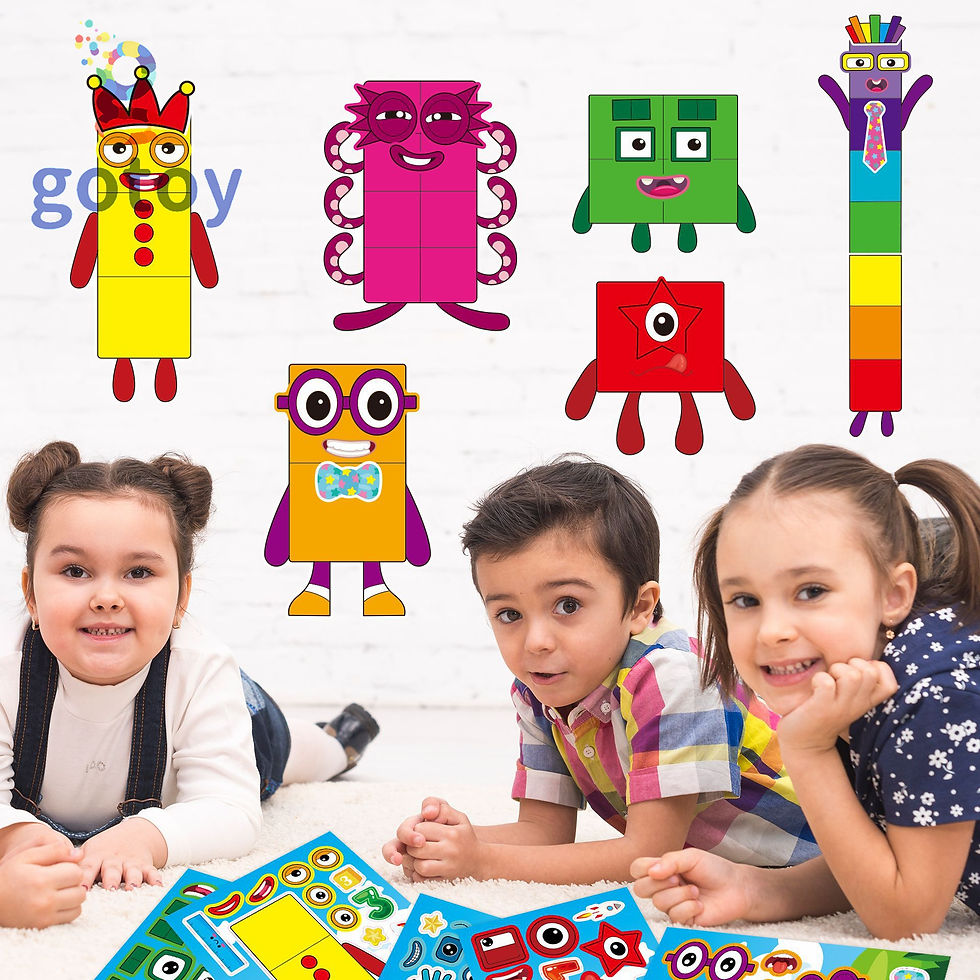 Thumbnail: 8pcs Numberblocks Stickers Make a Face Stickers Birthday Party Supplies