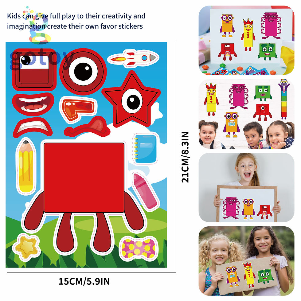Thumbnail: 8pcs Numberblocks Stickers Make a Face Stickers Birthday Party Supplies