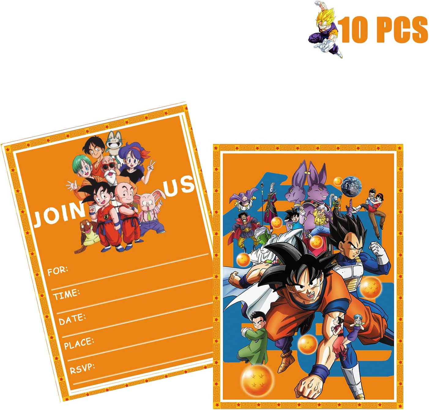 10pcs Dragon Ball Party Supplies Invitation Card