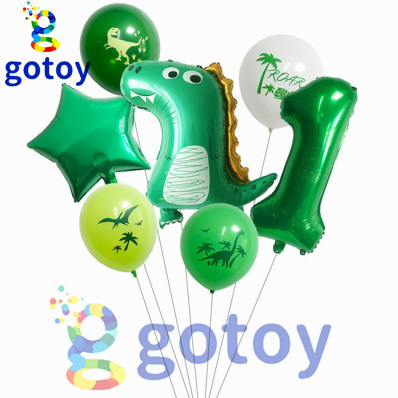 Thumbnail: 7pcs 32 inch Green Dinosaur Number Balloon