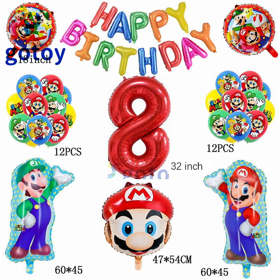 Thumbnail: 31pcs Super Mario 32 inch Number Balloon