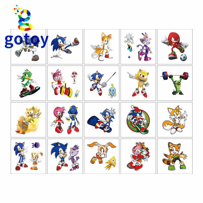 Thumbnail: 20pcs Sonic dessert Tattoos Cartoon Birthday Party 5cm*5cm
