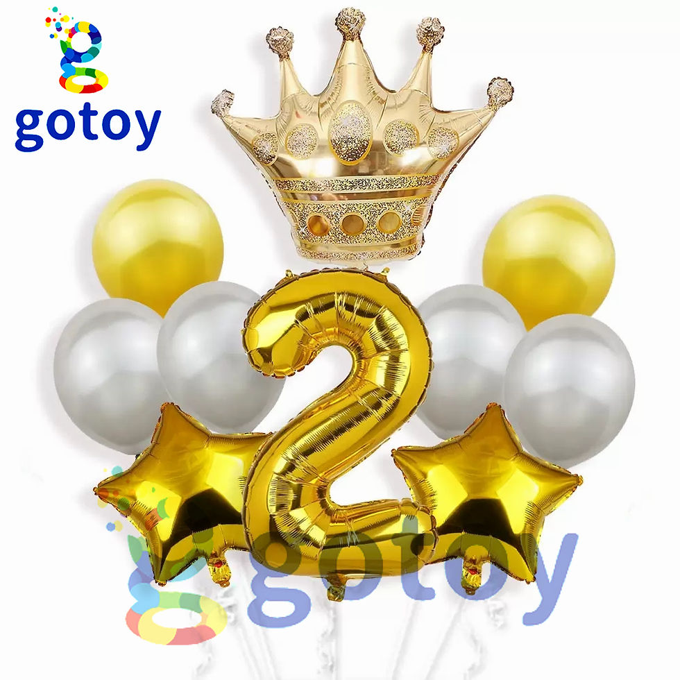 Thumbnail: 10pcs Gold  Crown Number Balloon Set