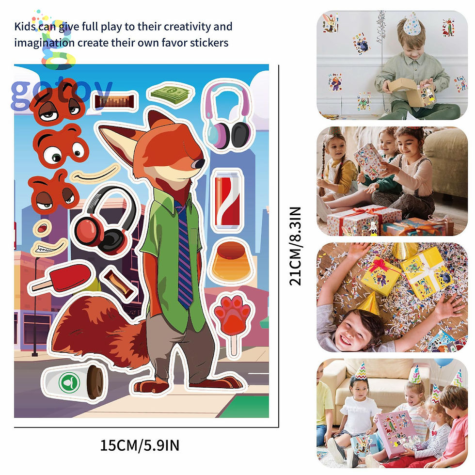 Thumbnail: 8pcs Zootopia 2 Stickers Make a Face Stickers Birthday Party Supplies