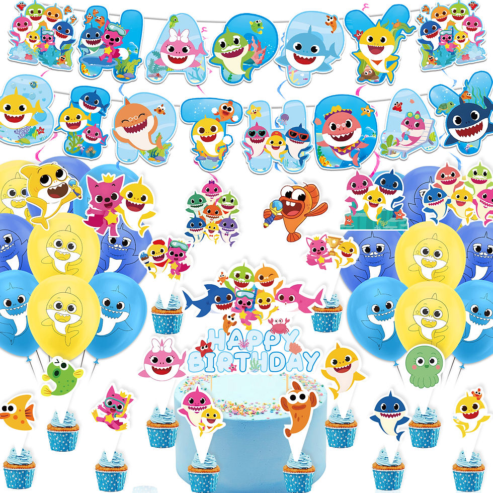 Thumbnail: Baby Shark party decorations balloon banner cake topper