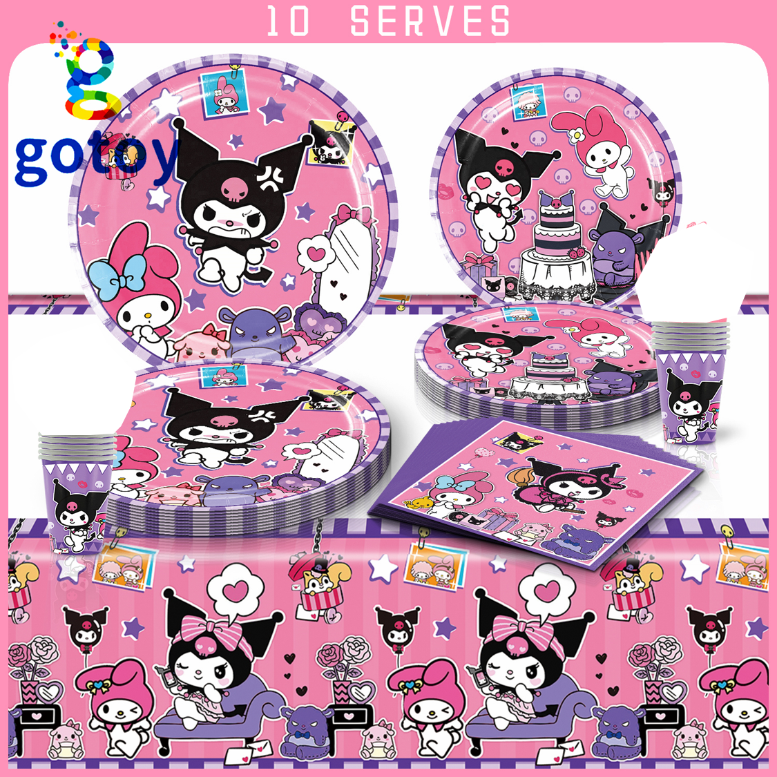 51pcs Kuromi Birthday Party Supplies Tableware table cover plate