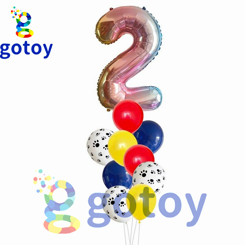 Thumbnail: 10pcs Dog Pet Paw Patrol Number Balloon Set