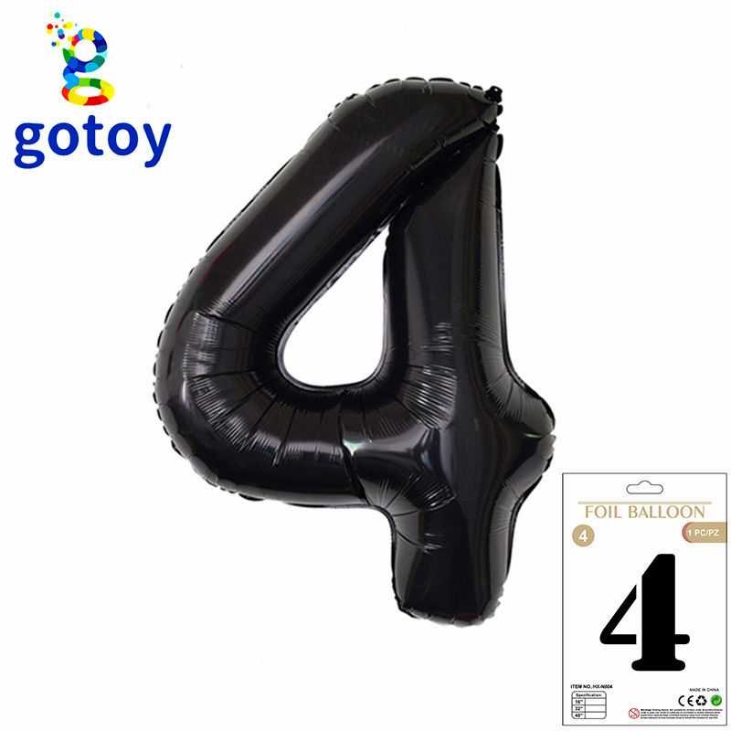 Thumbnail: 40 inch Black Foil Number Balloon