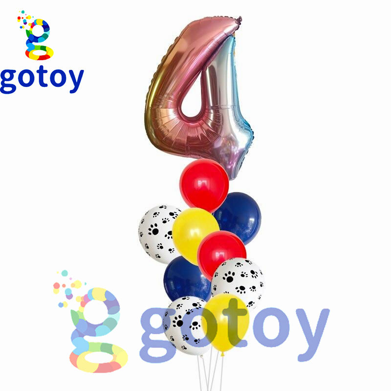 Thumbnail: 10pcs Dog Pet Paw Patrol Number Balloon Set