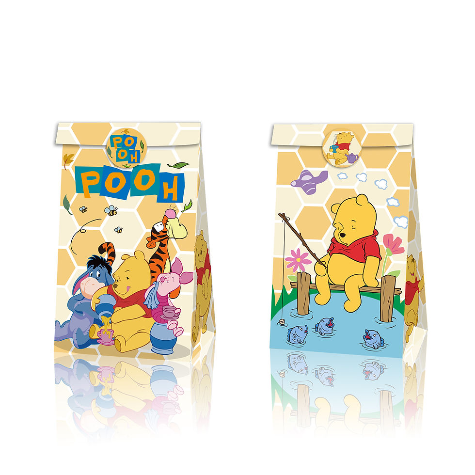 Thumbnail: 12Pcs Winnie Pooh Paper Gift Bag Candy Bags Birthday Supplies 18pc