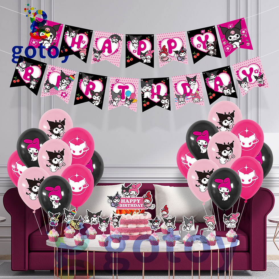Thumbnail: Kuromi Party Supplies Happy Birthday Banner Balloon Cake Topper