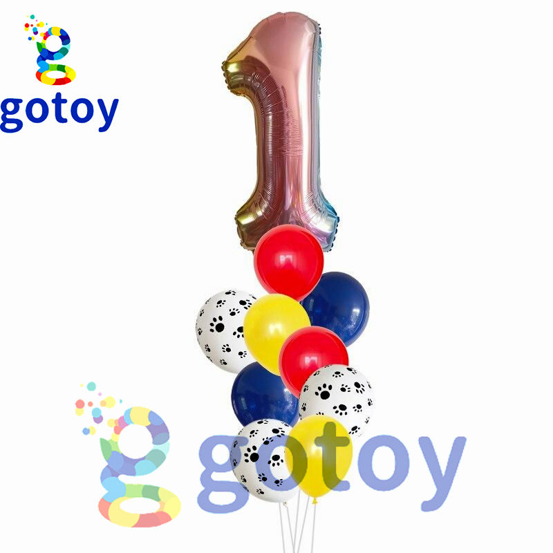 Thumbnail: 10pcs Dog Pet Paw Patrol Number Balloon Set