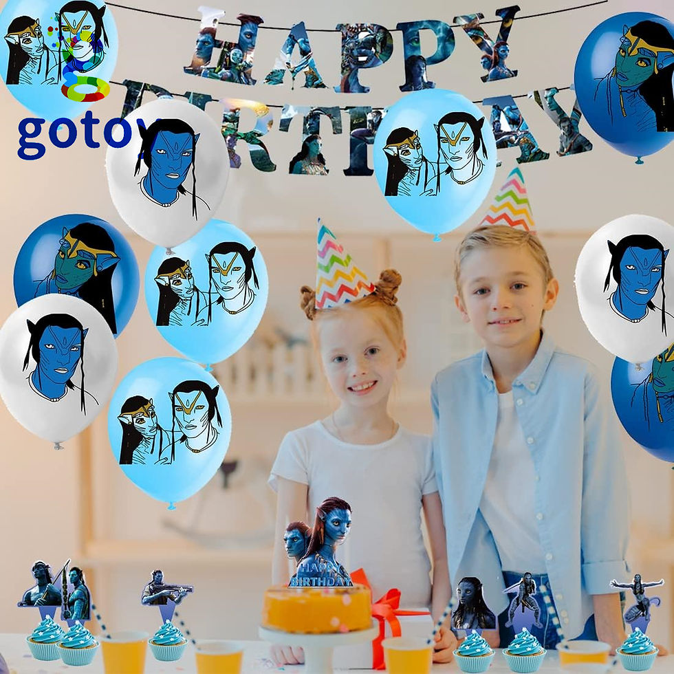 Thumbnail: Avatar Film party happy birthday flag and balloon set  Invitation card