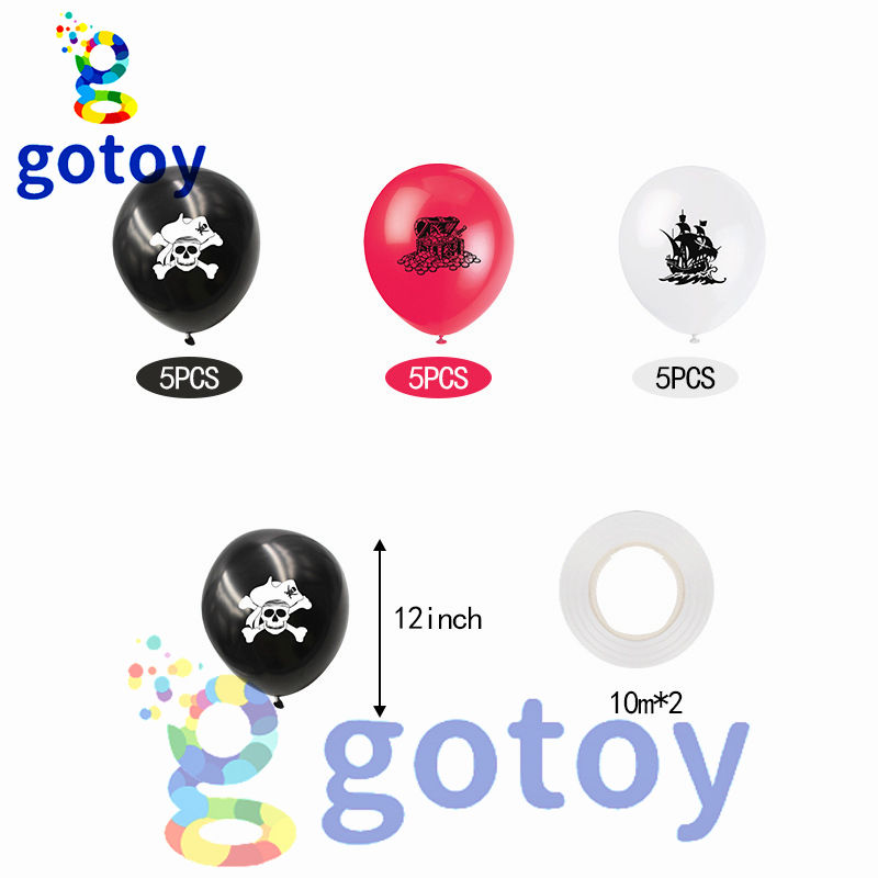 Thumbnail: Pirate Party Supplies Happy Birthday Banner Balloon Cake Toppers set