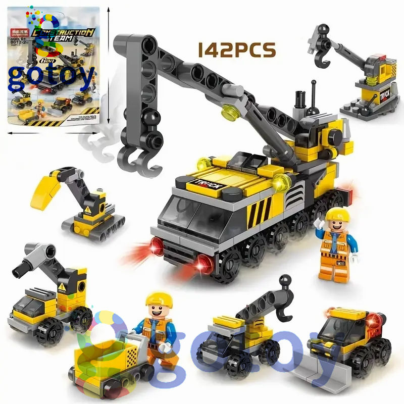 Thumbnail: 142 Pcs, 6 In 1 Project Vehicle Team Scene Blocks, Gift For Boys Children