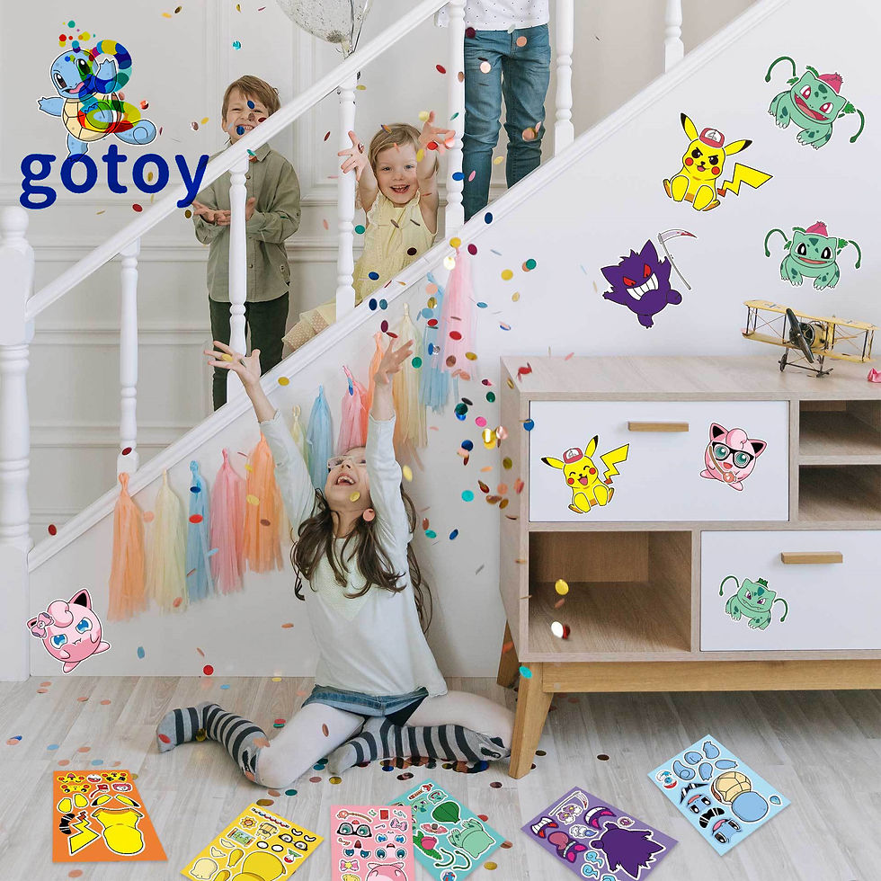 Thumbnail: 16pcs Pocket Monsters Stickers Make a Face Stickers Birthday Party Suppli