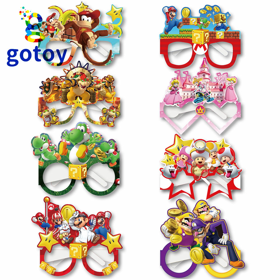Thumbnail: 8pcs Super Mario Game Party Decorative Glasses Party Supplies eye mask