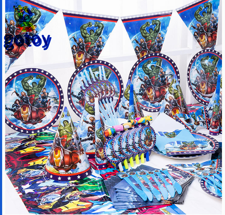 Thumbnail: 87pcs Avengers Super Hero Party Supplies Birthday Party Table