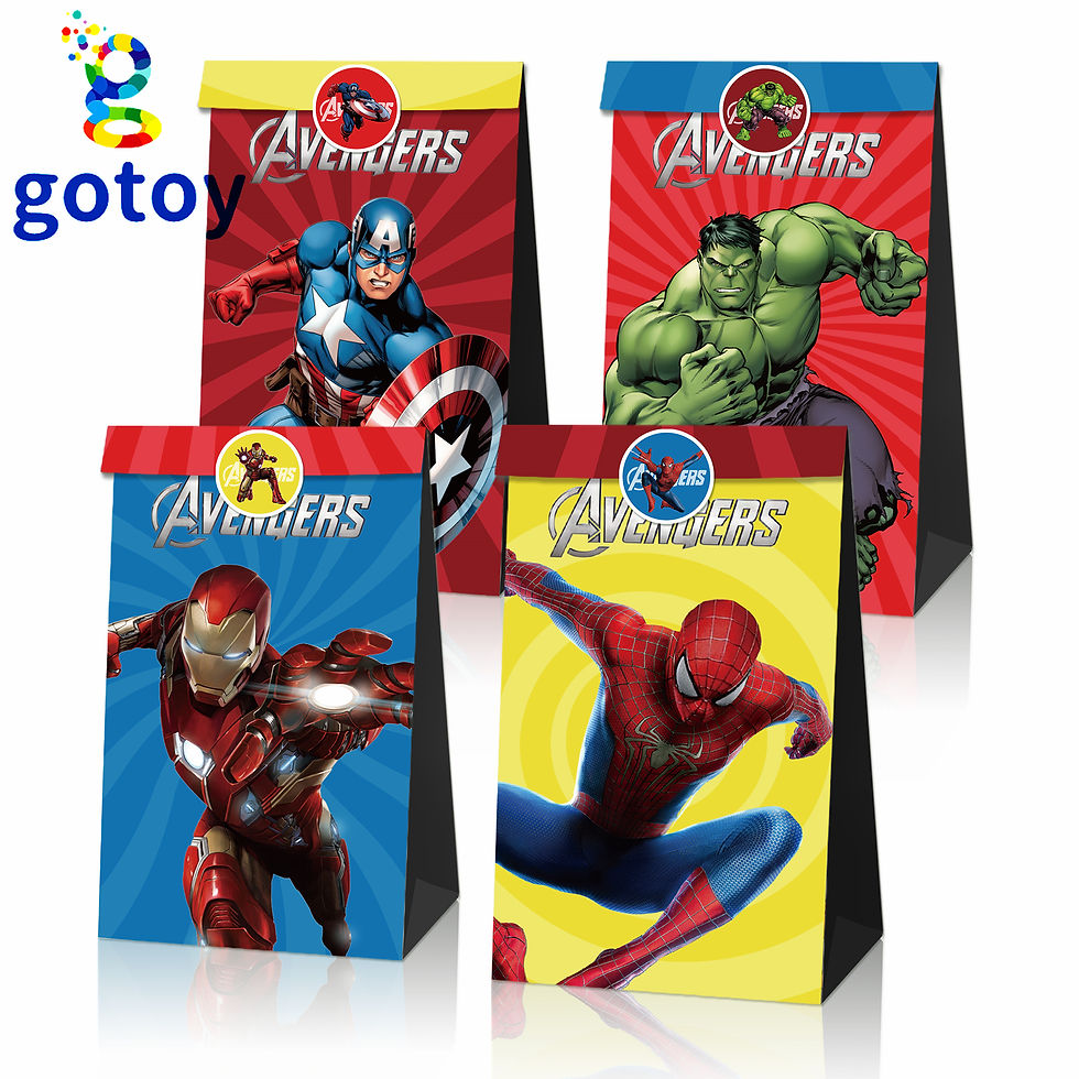 Thumbnail: 12Pcs Avengers Paper Gift Bag Candy Bags Birthday Supplies 18pcs
