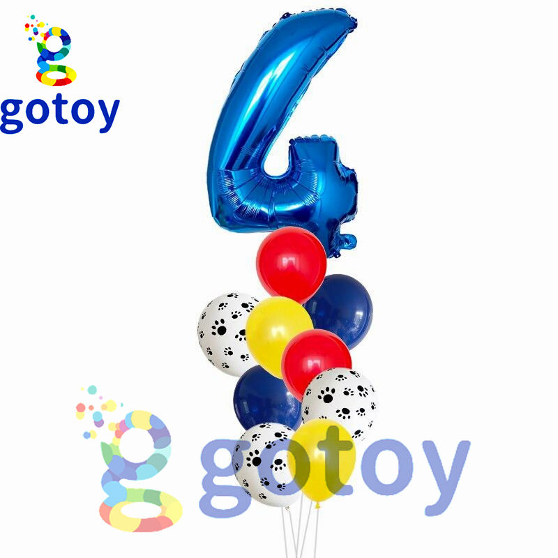 Thumbnail: 10pcs Dog Pet Paw Patrol Number Balloon Set