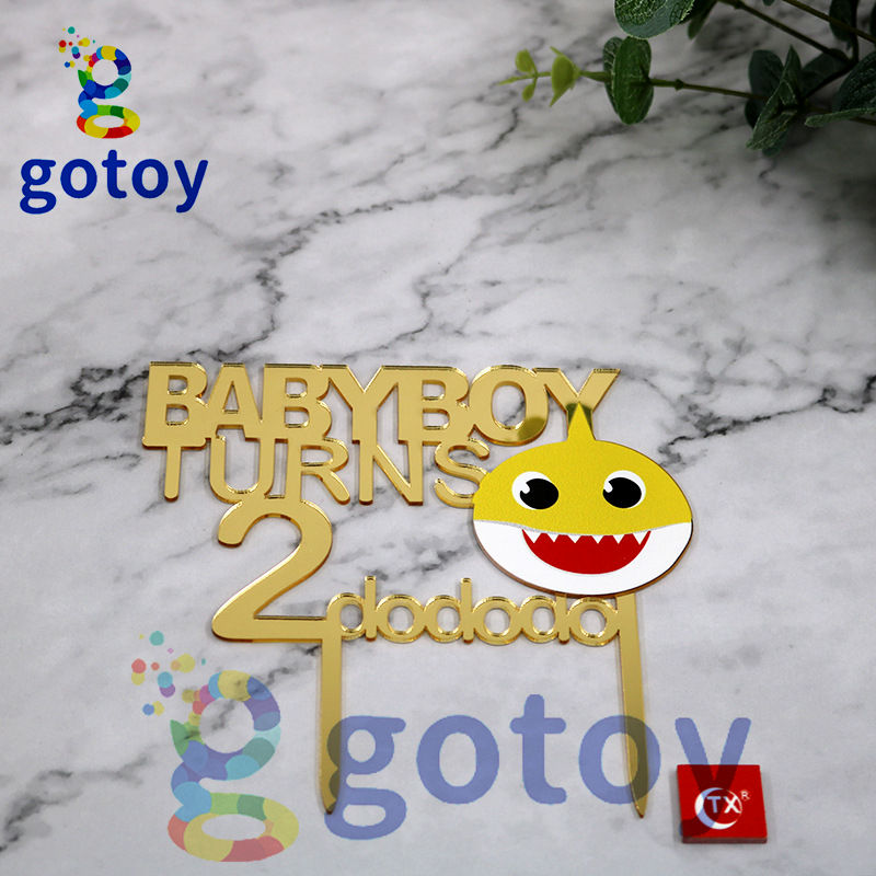 Thumbnail: baby shark 2nd  Happy Birthday acrylic cake topper cake Decoration