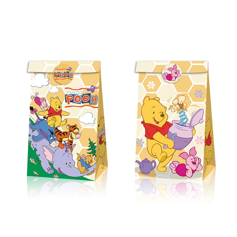 Thumbnail: 12Pcs Winnie Pooh Paper Gift Bag Candy Bags Birthday Supplies 18pc