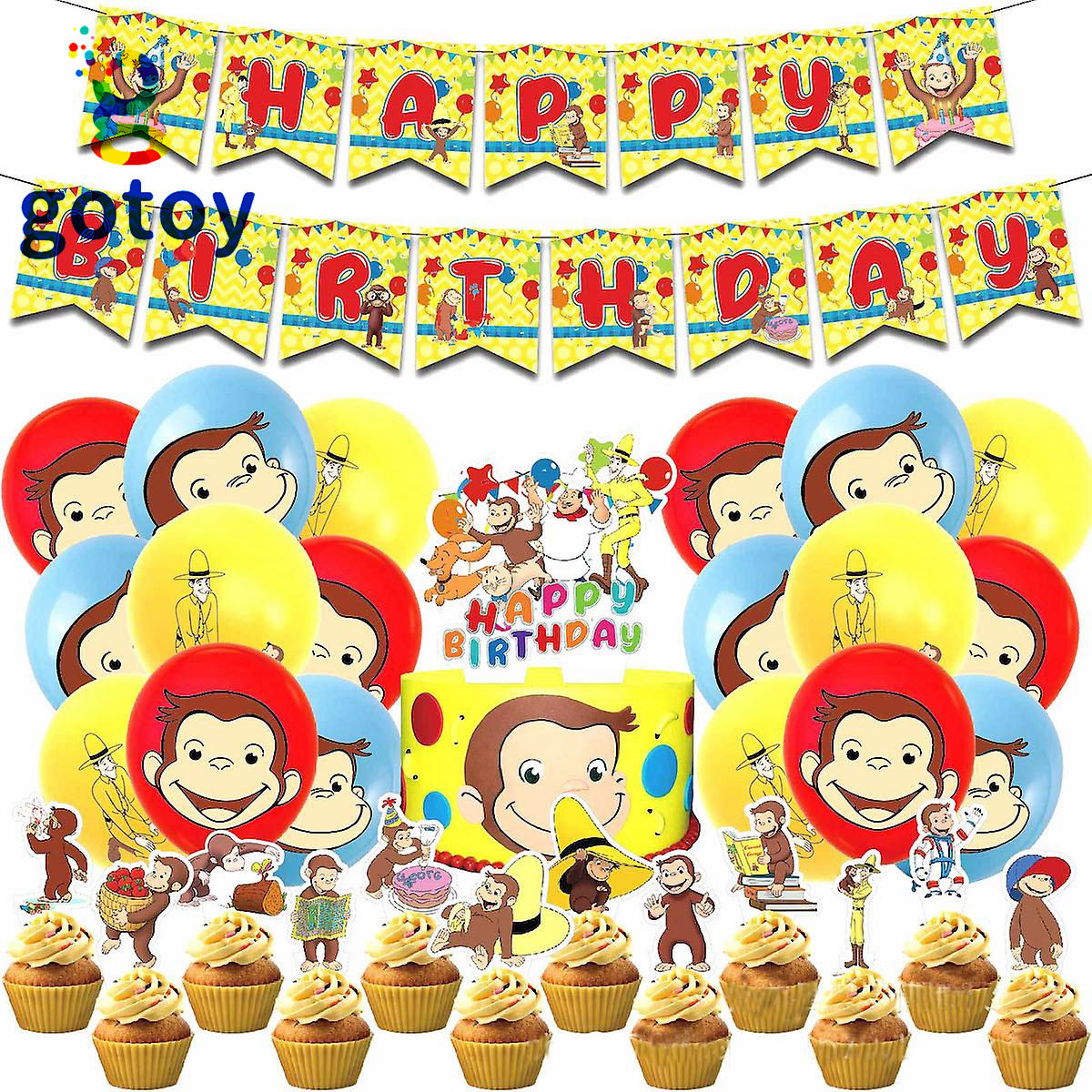 Curious George Monkey Party Supplies for Kids’ Birthday balloon set