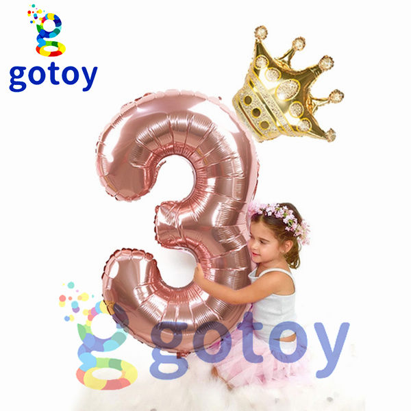 Thumbnail: 2pcs Crown Champagne Number Balloon
