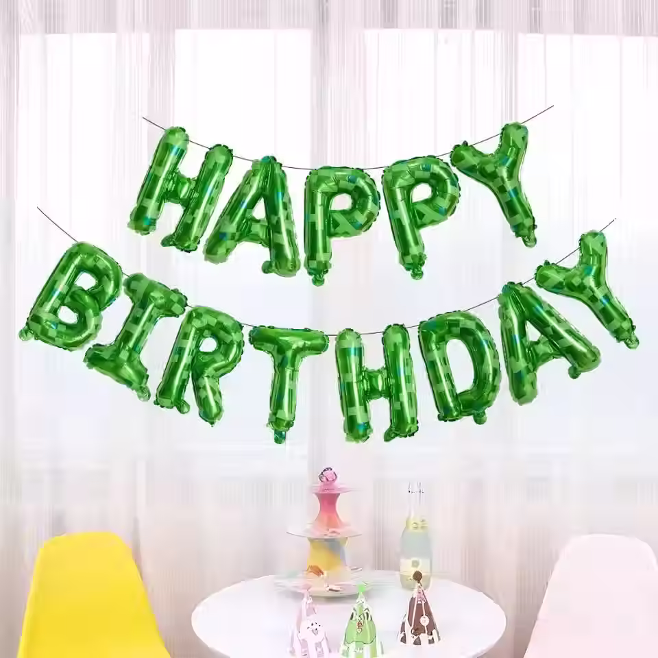 Minecraft 36cm Happy Birthday Balloon Phrase letter Banner