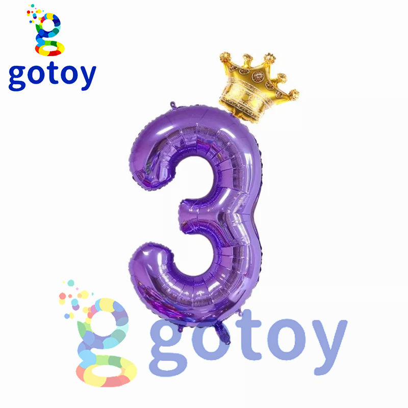 Thumbnail: 2pcs 40 inch Purple Crown Helium Number