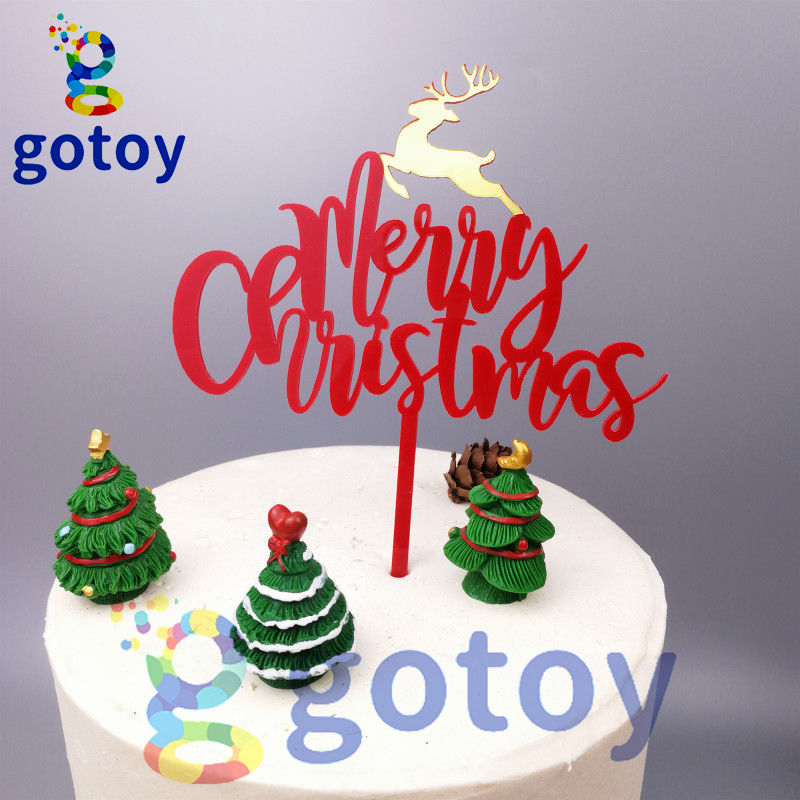 Acrylic Merry Christmas Cake Topper – Snowflakes & Christmas Tree, Double-Layer