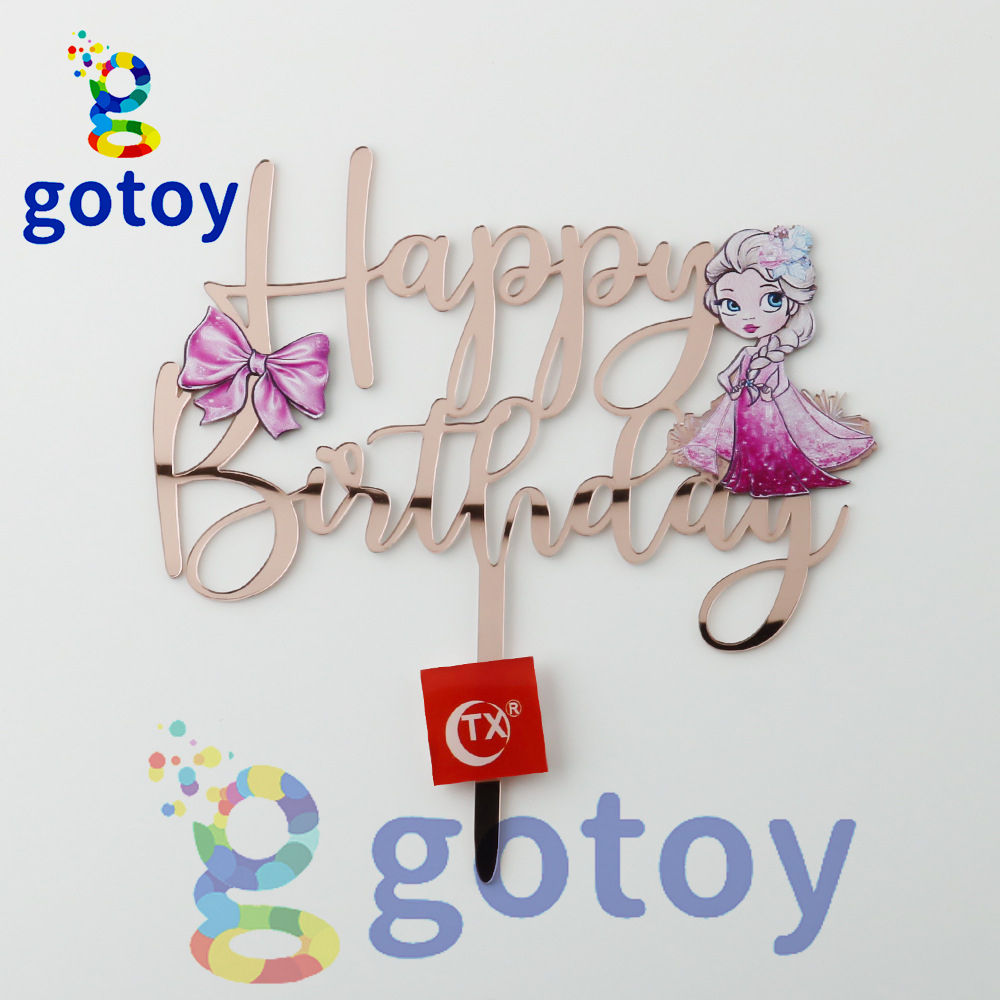 Girl Happy Birthday acrylic cake topper