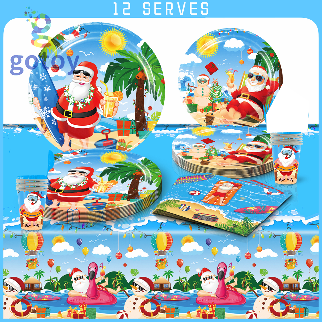 61pcs Merry Christmas Party Supplies Tableware table cover plate