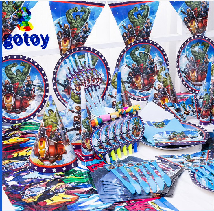 Thumbnail: 87pcs Avengers Super Hero Party Supplies Birthday Party Table