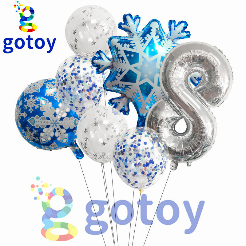 Thumbnail: 7pcs Frozen Snow Silver 40 inch Number Balloon