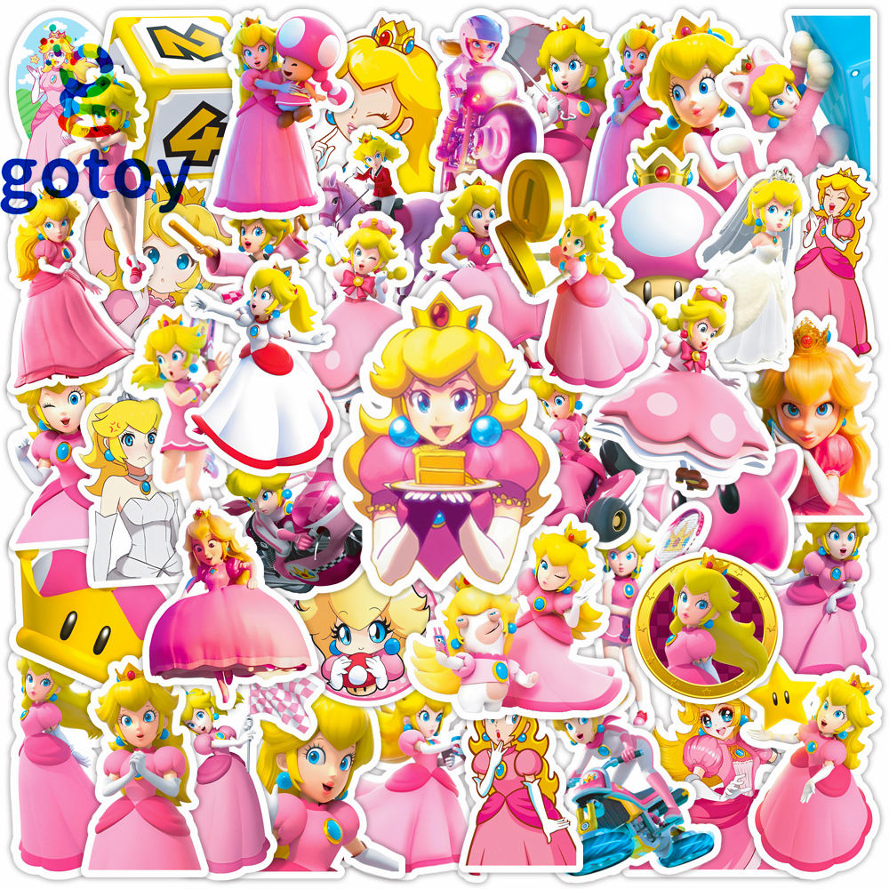 50pcs  Super Mario Peach Princess cartoon Stickers Funny Stickers Party Decorati