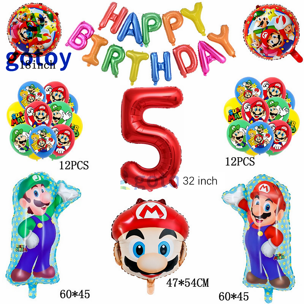 Thumbnail: 31pcs Super Mario 32 inch Number Balloon