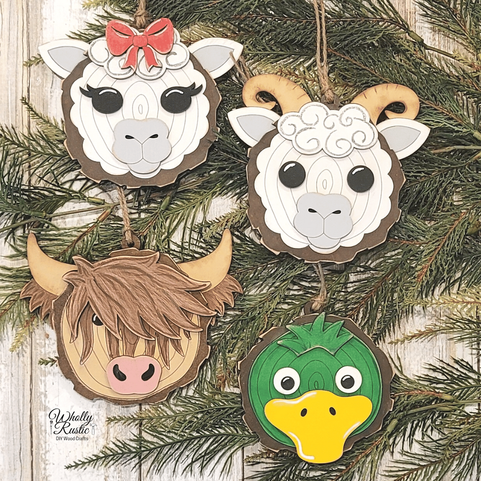 Wood Slice Farm Animals Ornaments Kit!