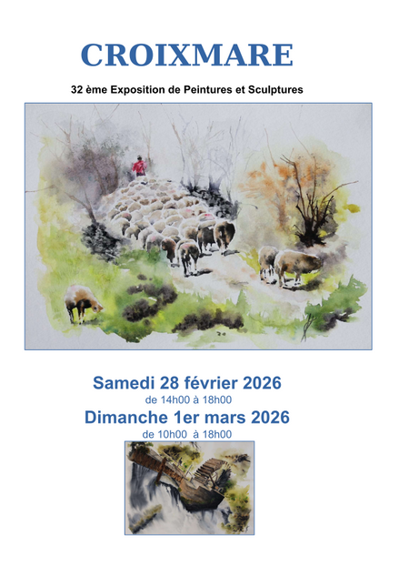 Affiche Salon de peinture et sculpture de CroixMare les 28 février et 1er mars 2026.
