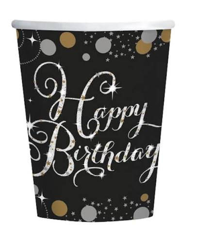 VASOS " HAPPY BIRTHDAY " PRIS SPARK  GOLD 