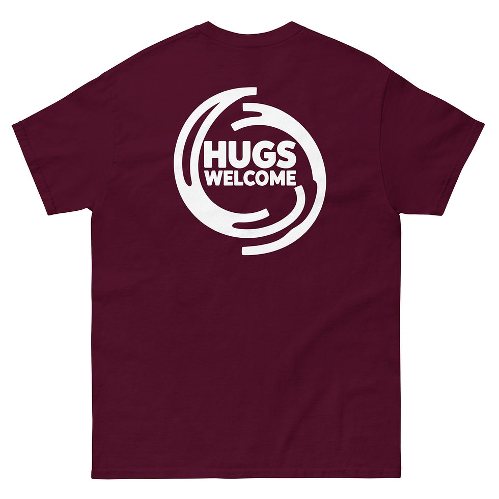 Thumbnail: Hugs Welcome. Unisex classic tee. Back Letters.