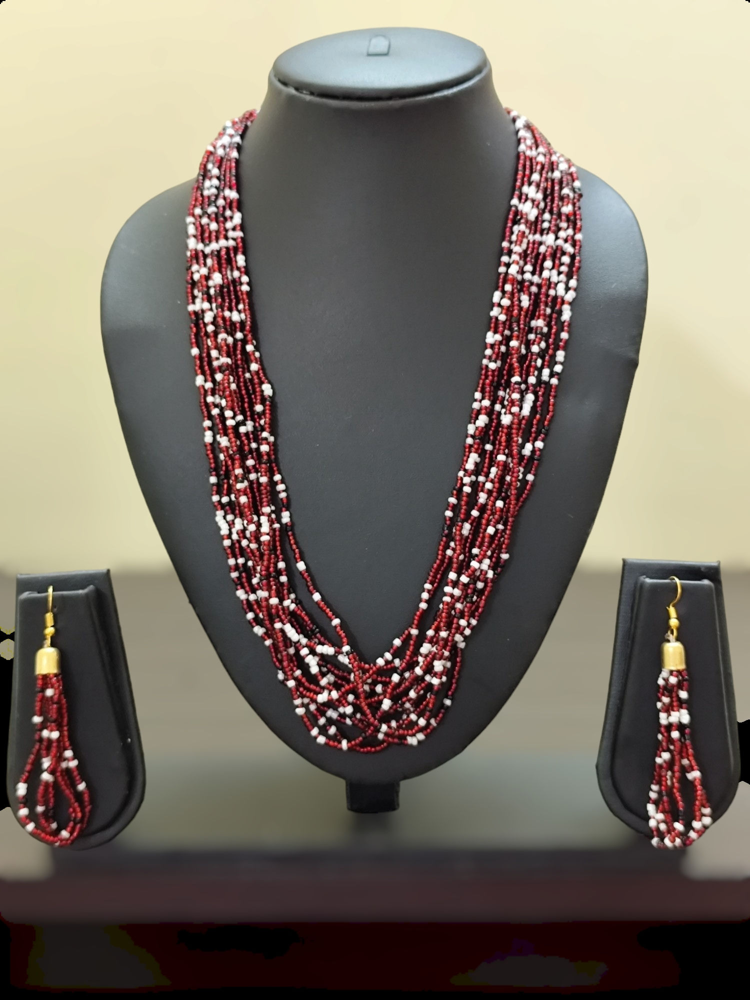Tribal beads necklace with earrings(ENS6)