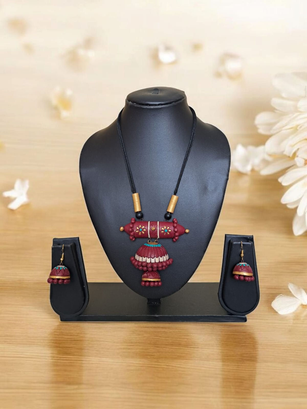 Terracotta earrings & necklace set (TS37)