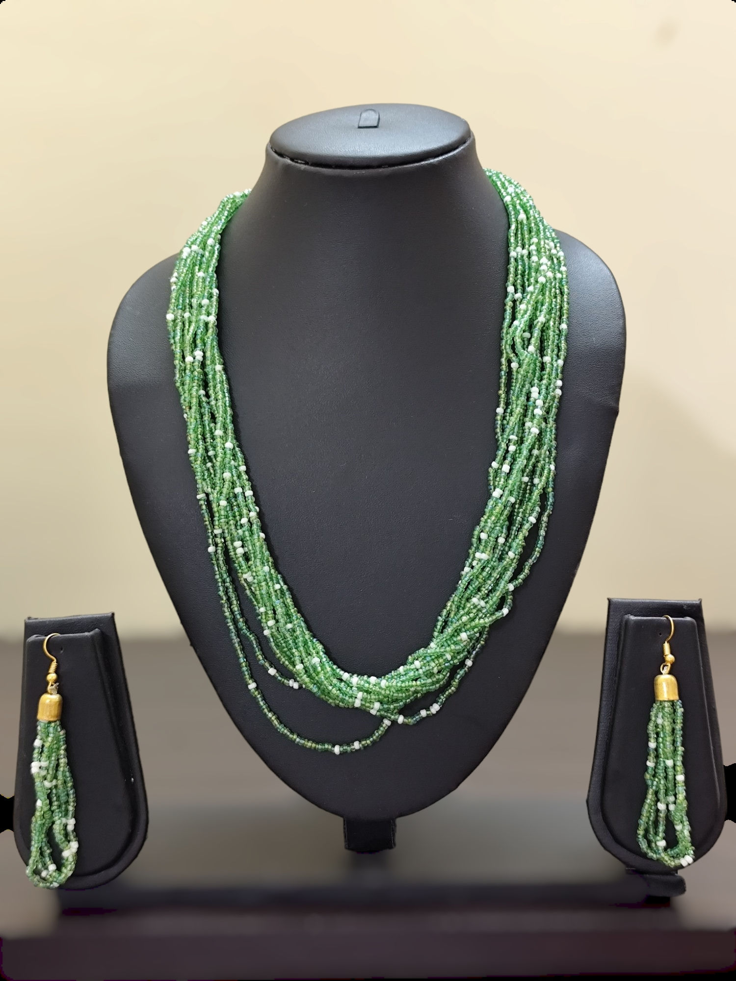 Tribal beads necklace with earrings(ENS5)