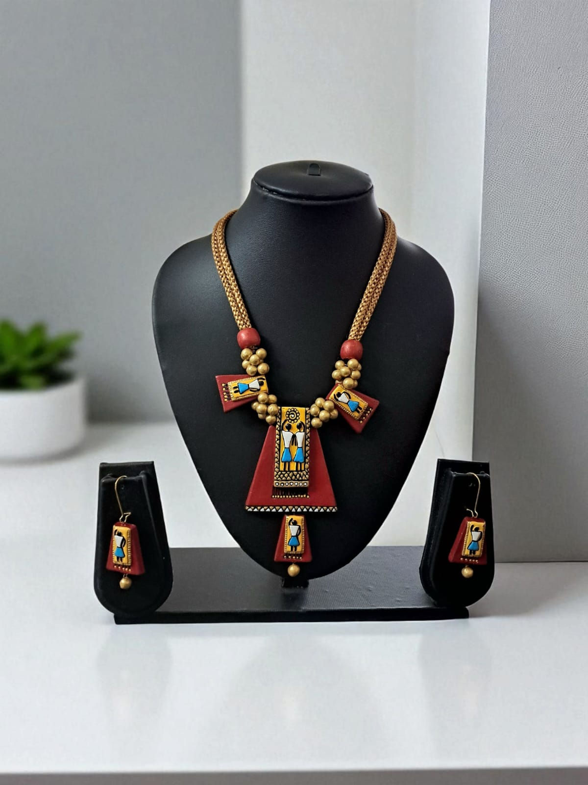 Terracotta earrings & necklace set (TS60)