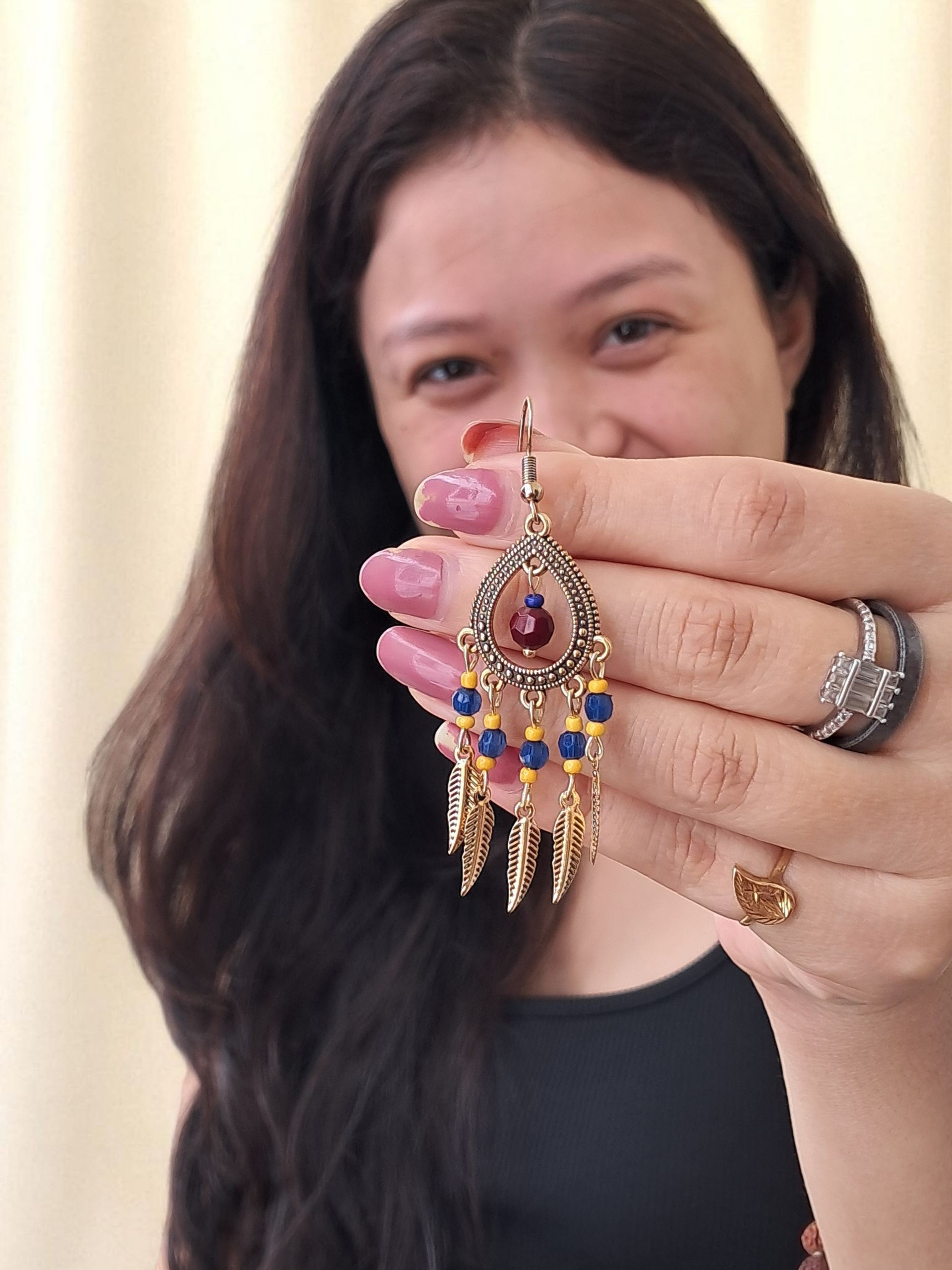 Boho Dreamcatcher Earrings with Beads & Feathers (BQ20)