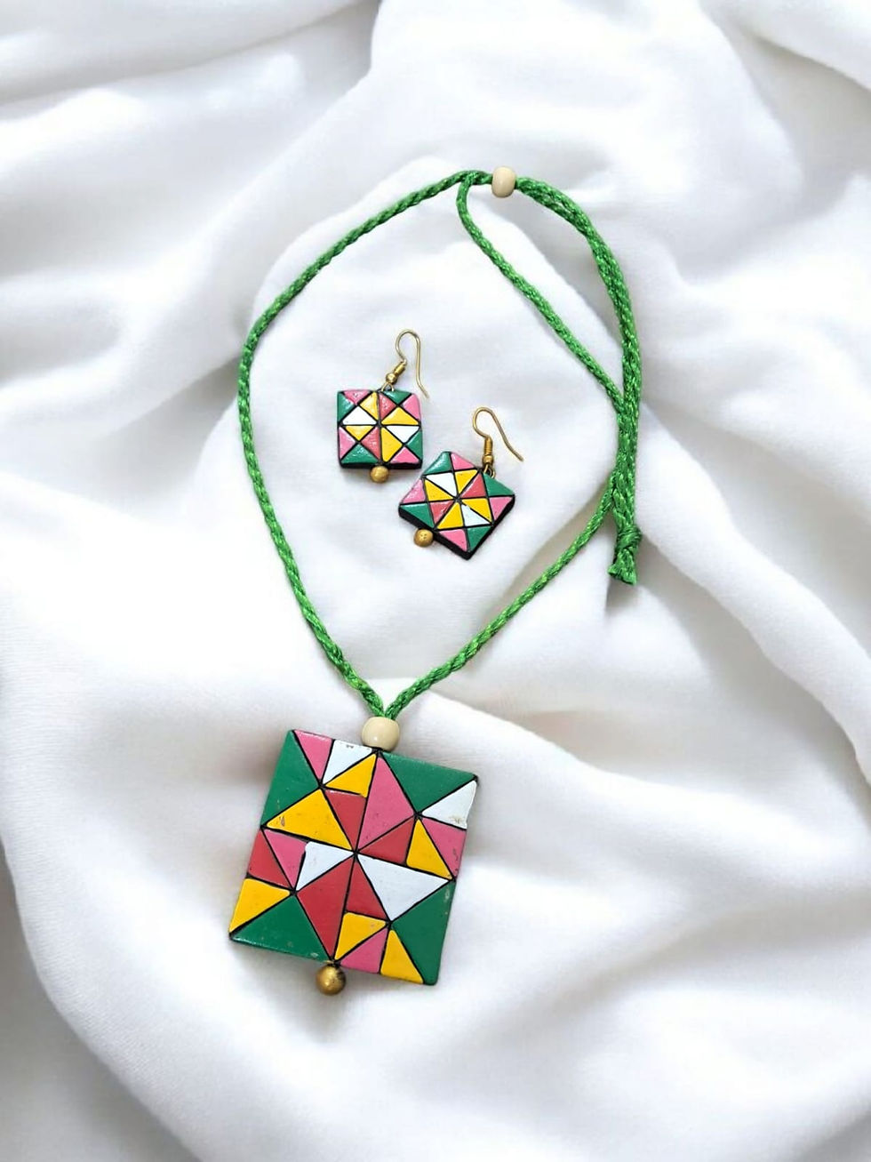 Thumbnail: Terracotta earrings & necklace set (TS41)